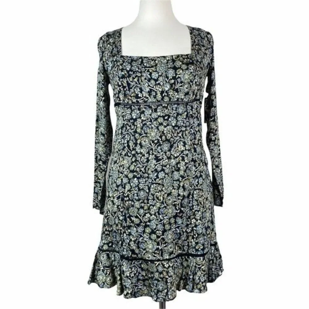 Free People Boheme Long Sleeve Floral Mini Dress NWT Size 6